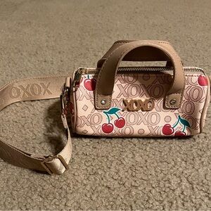 XOXO Beige and Red Mini Bag with Cherry Design